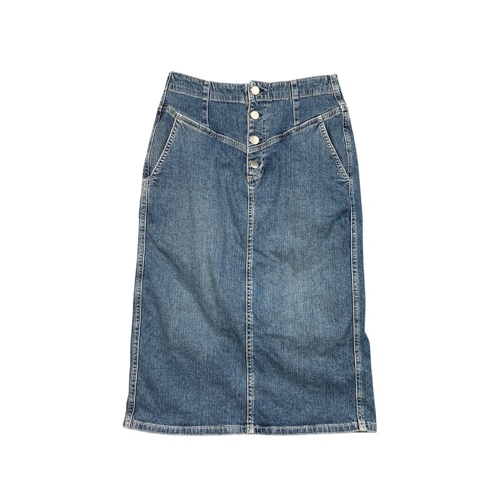 AG Adriano Goldschmied Skirt Womens 27 Denim Midi Pencil Angled Front Yoke Panel